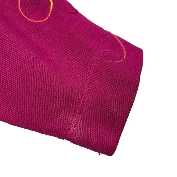 Vintage 80’s Koret Cardigan Fuchsia Rainbow Embroidery Petite Medium - Picture 10 of 12